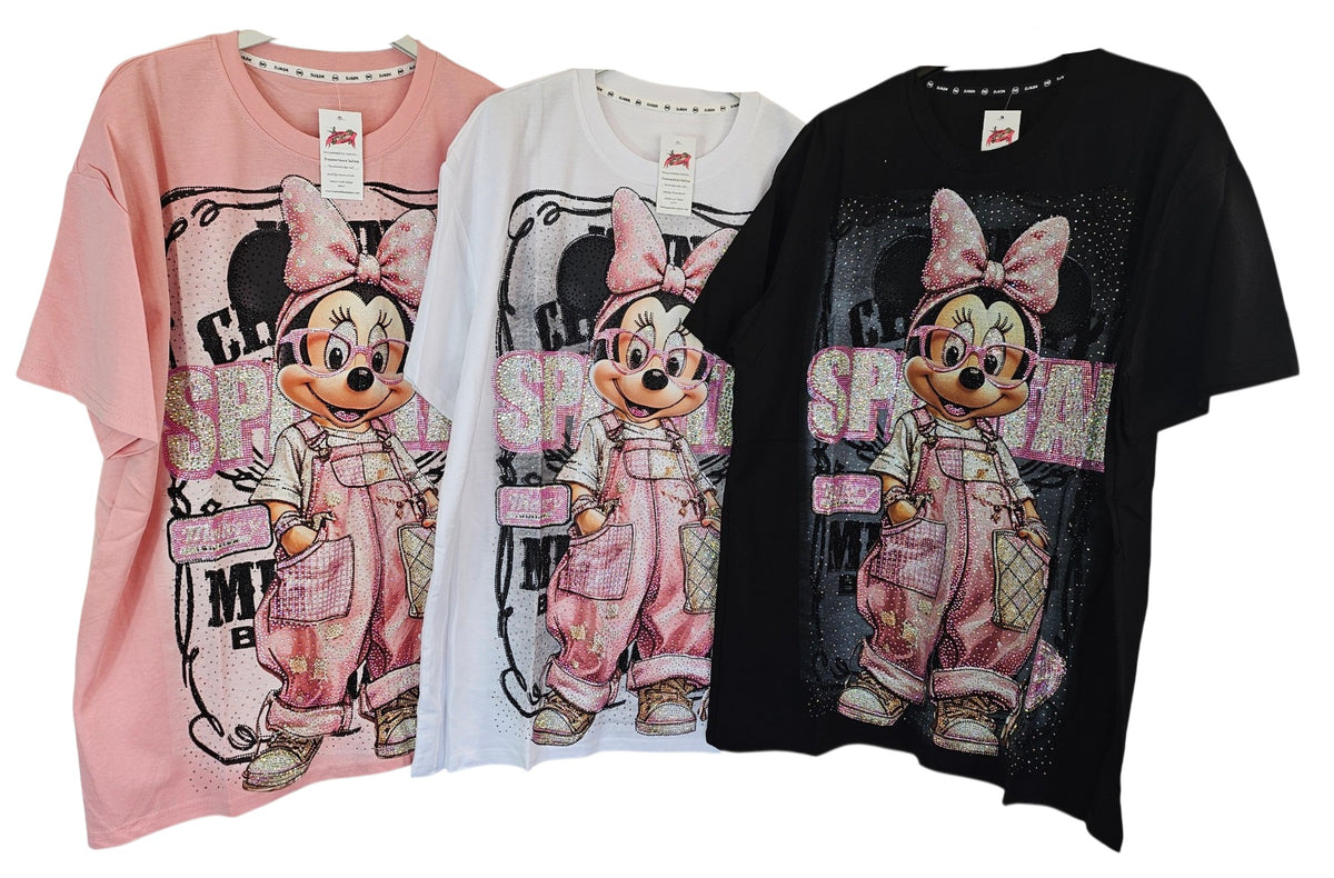 Tshirt weiss "Minnie bling bling", Grösse onesize, 38 bis 44 von ROSE