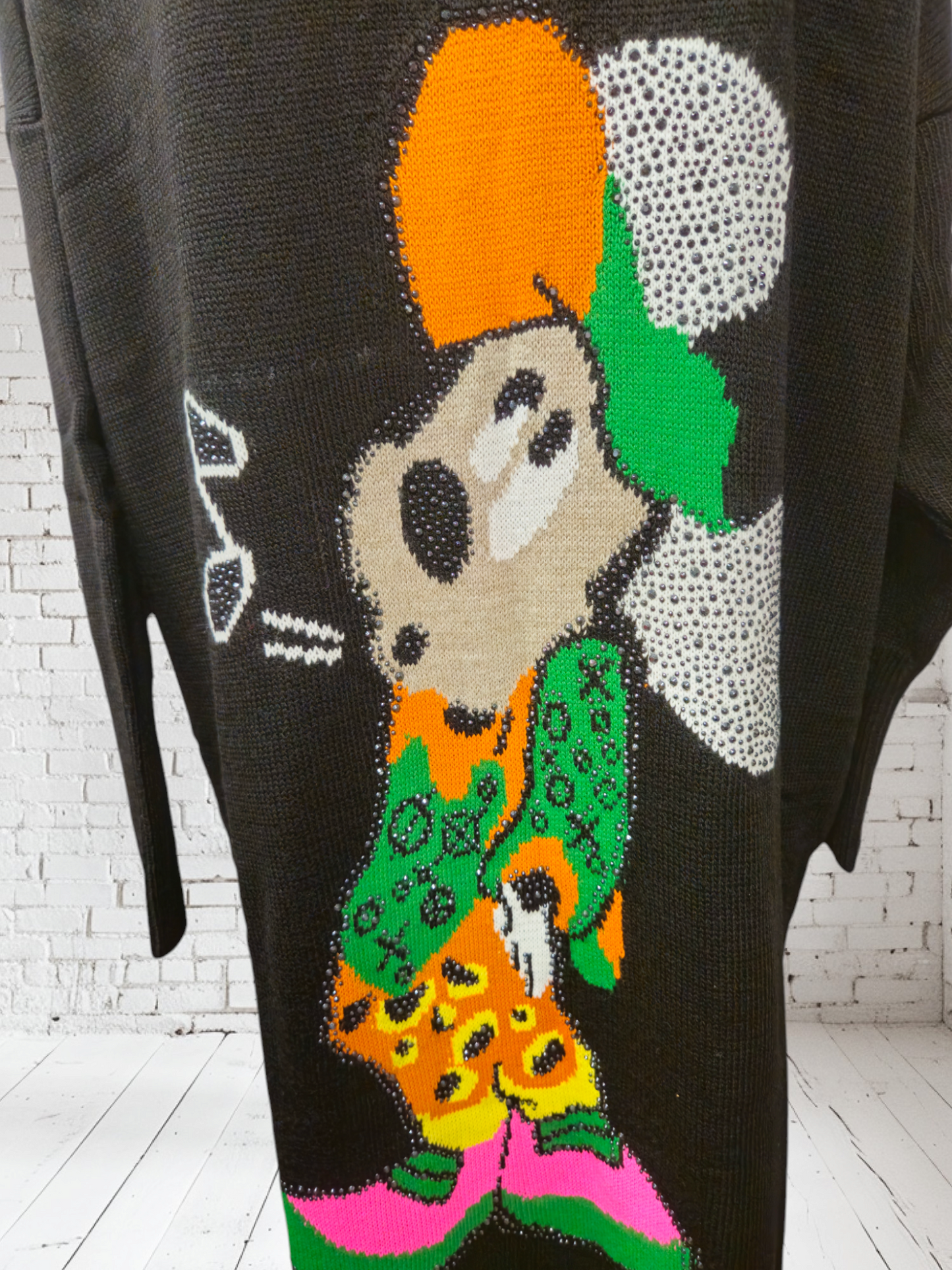 Lange Strickjacke "Mickey", schwarz. Onesize bis Grösse 46