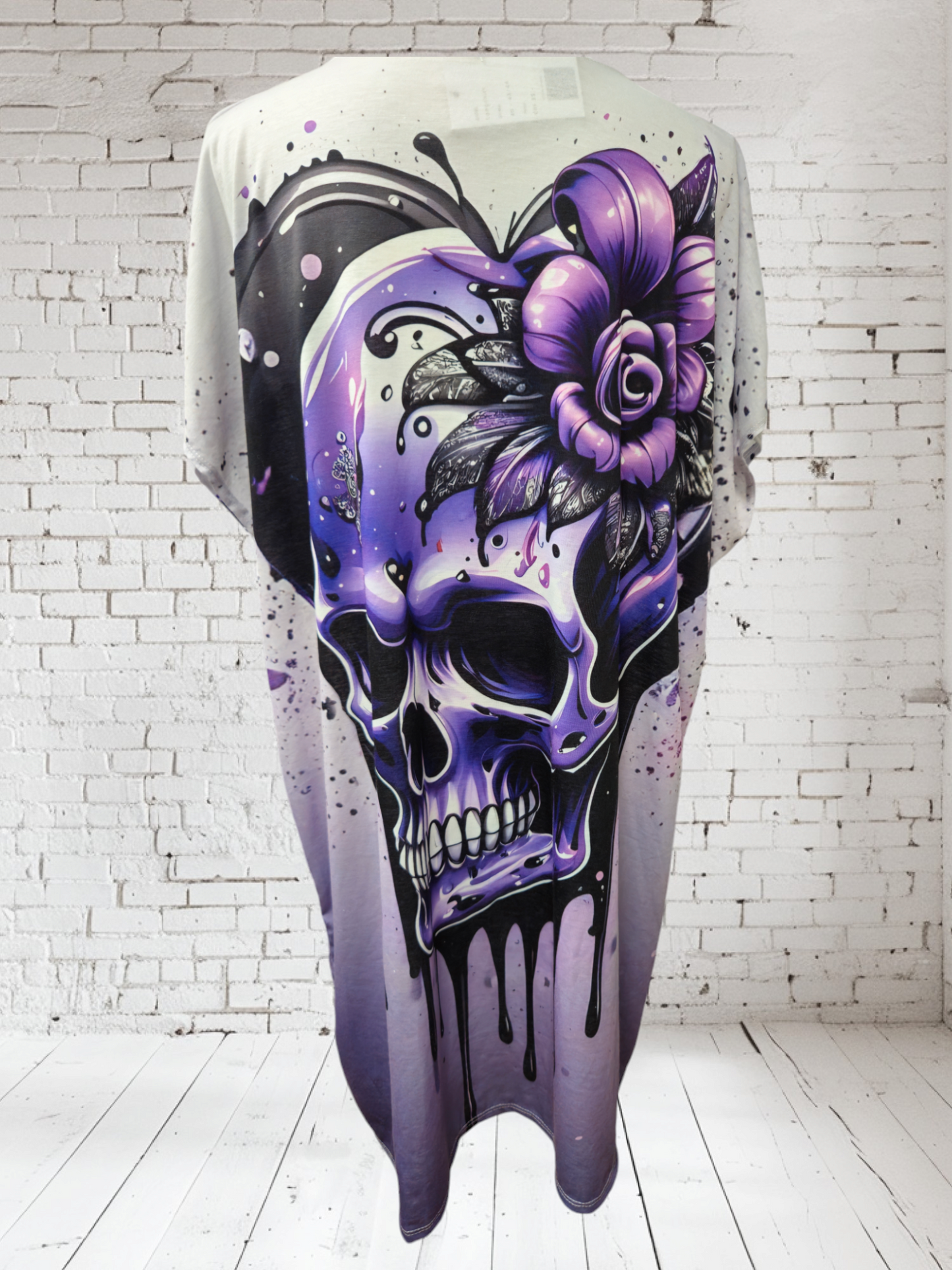 Longshirt "Skull Rose lila" Grösse 40 - 42/44