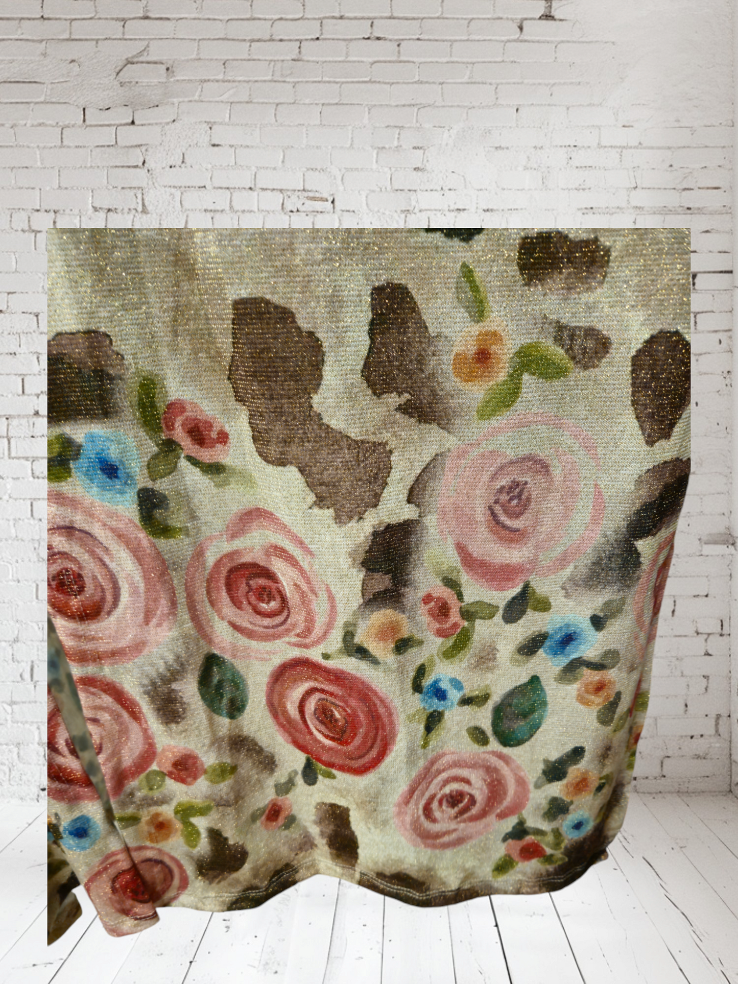 Longjacke Lurex "Zunge mit Rosen" Grösse Onesize bis 46