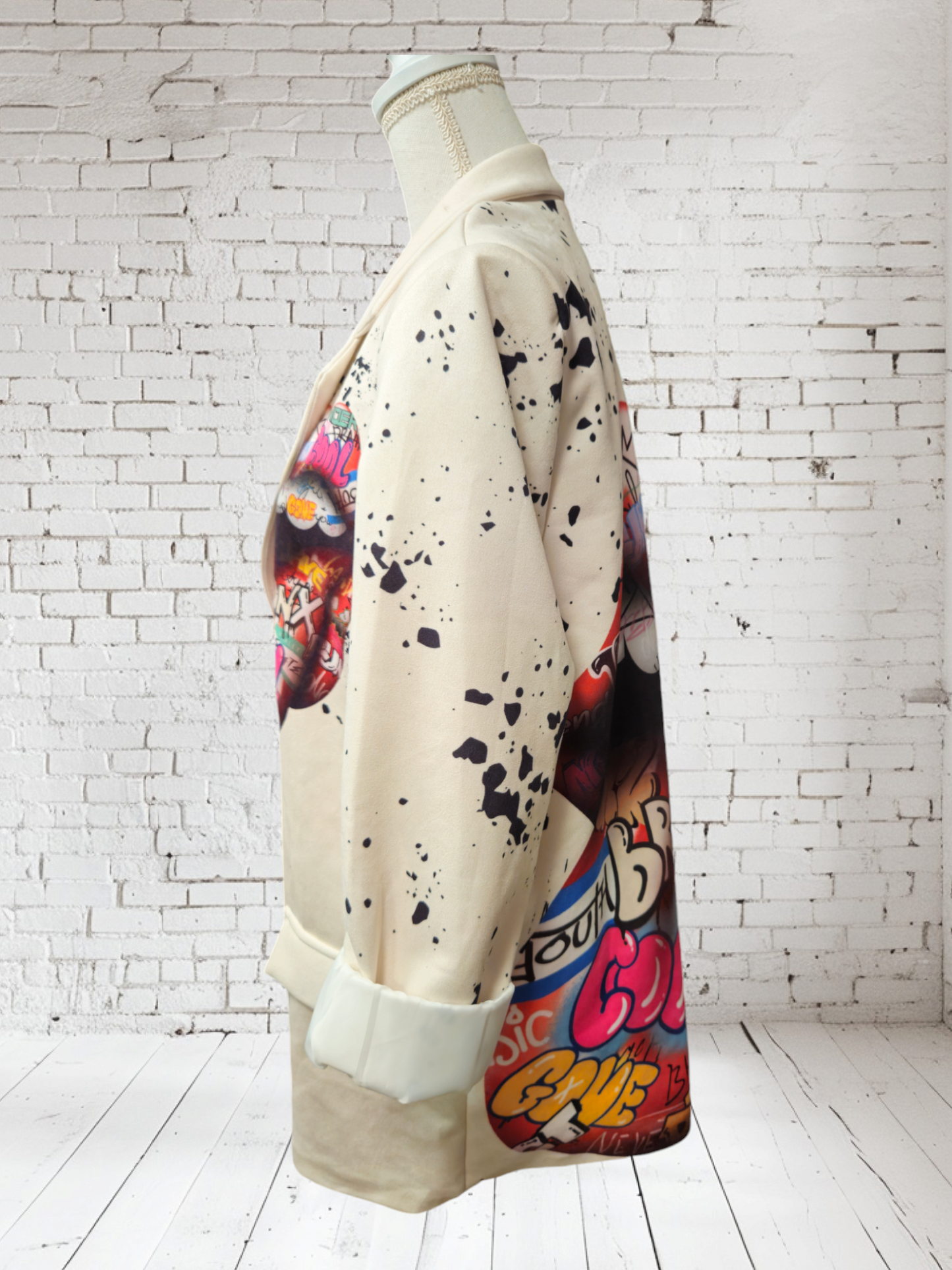 Blazer "Zunge" Velours weiss, Onesize bis 42/44