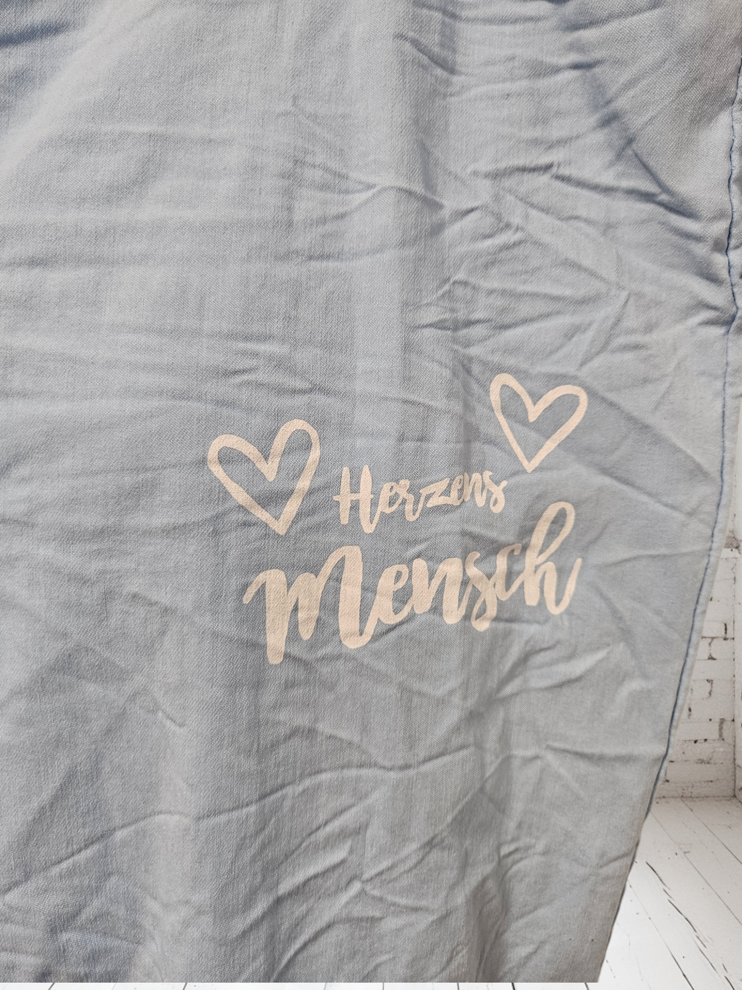 Stretch pants light blue "Herzensmensch", Onesize 48/50