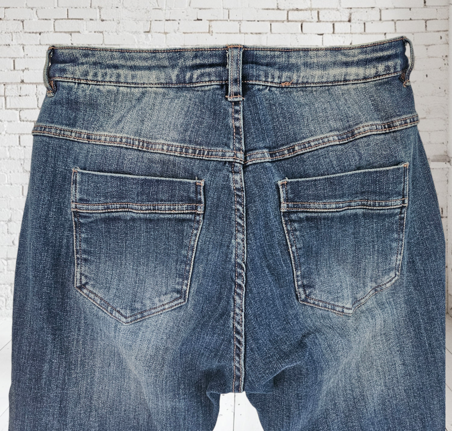 Stretchjeans "LOVE & PEACE" blau, Grösse XL