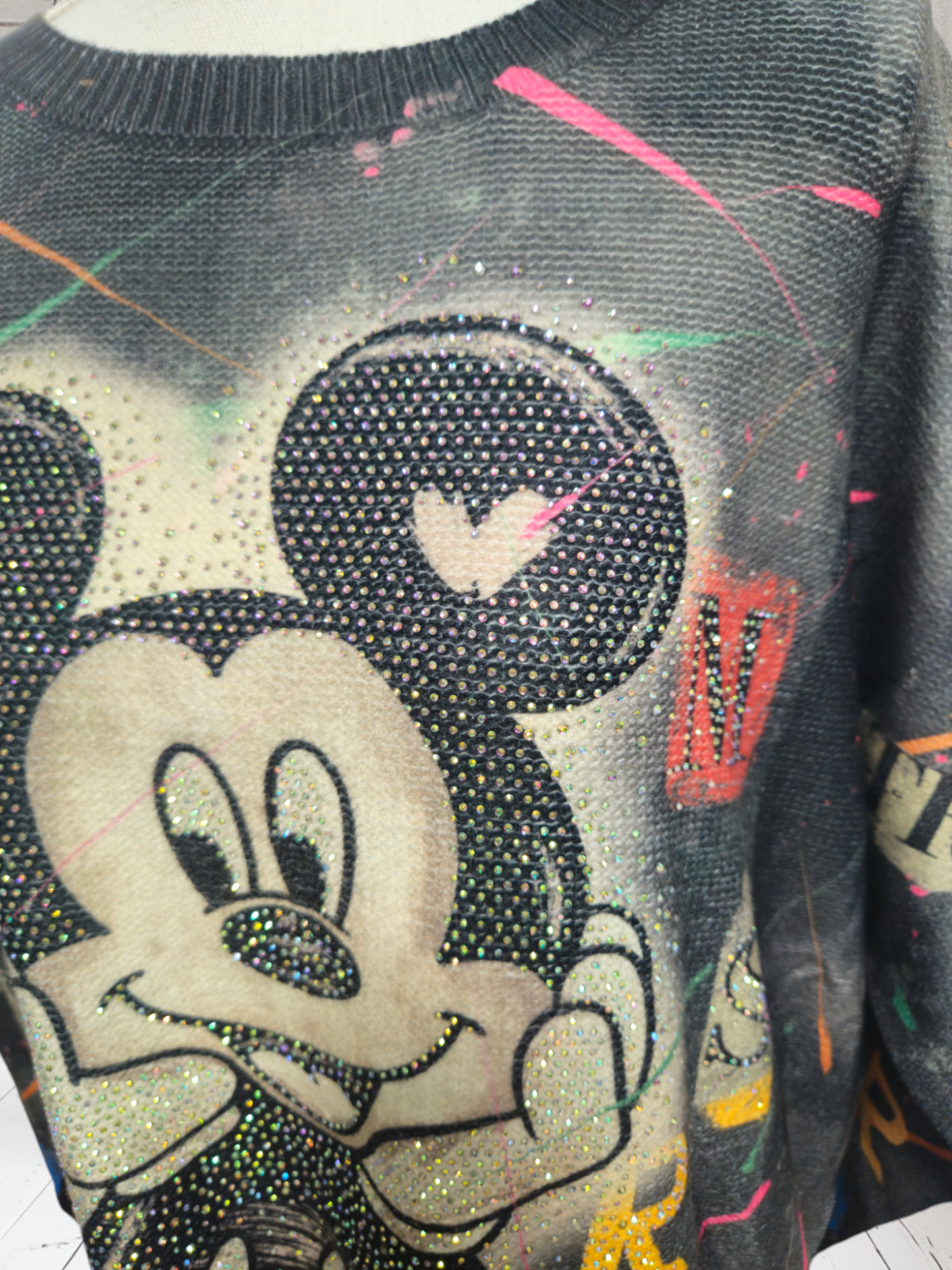 Pulover "Mickey" grau, Oversize bis 44