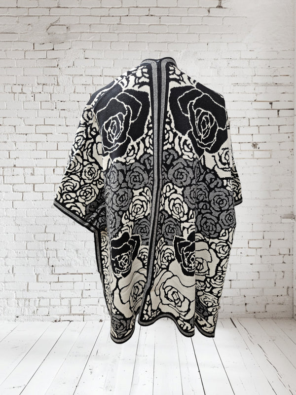Poncho / Überwurf "Flowers" Onesize bis Grösse 46
