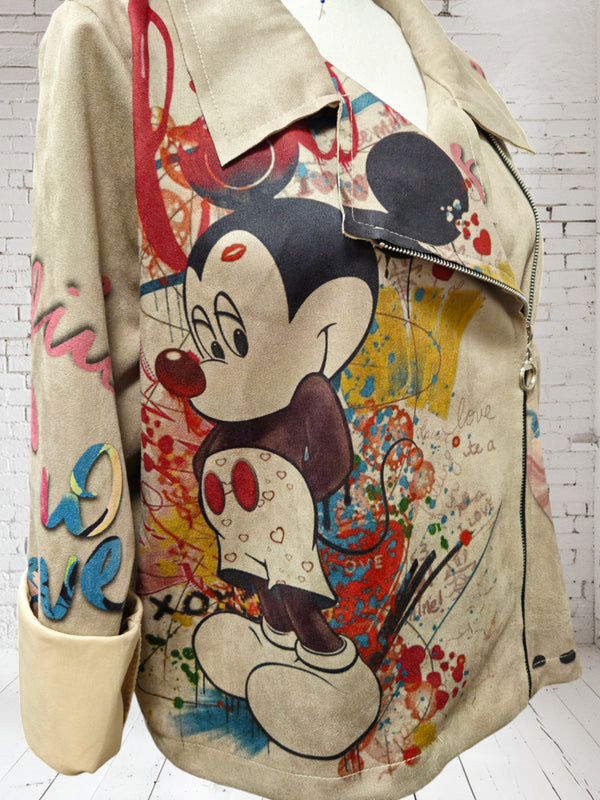 Shortblazer im Biker Style "Mickey in Love", Onesize bis 44