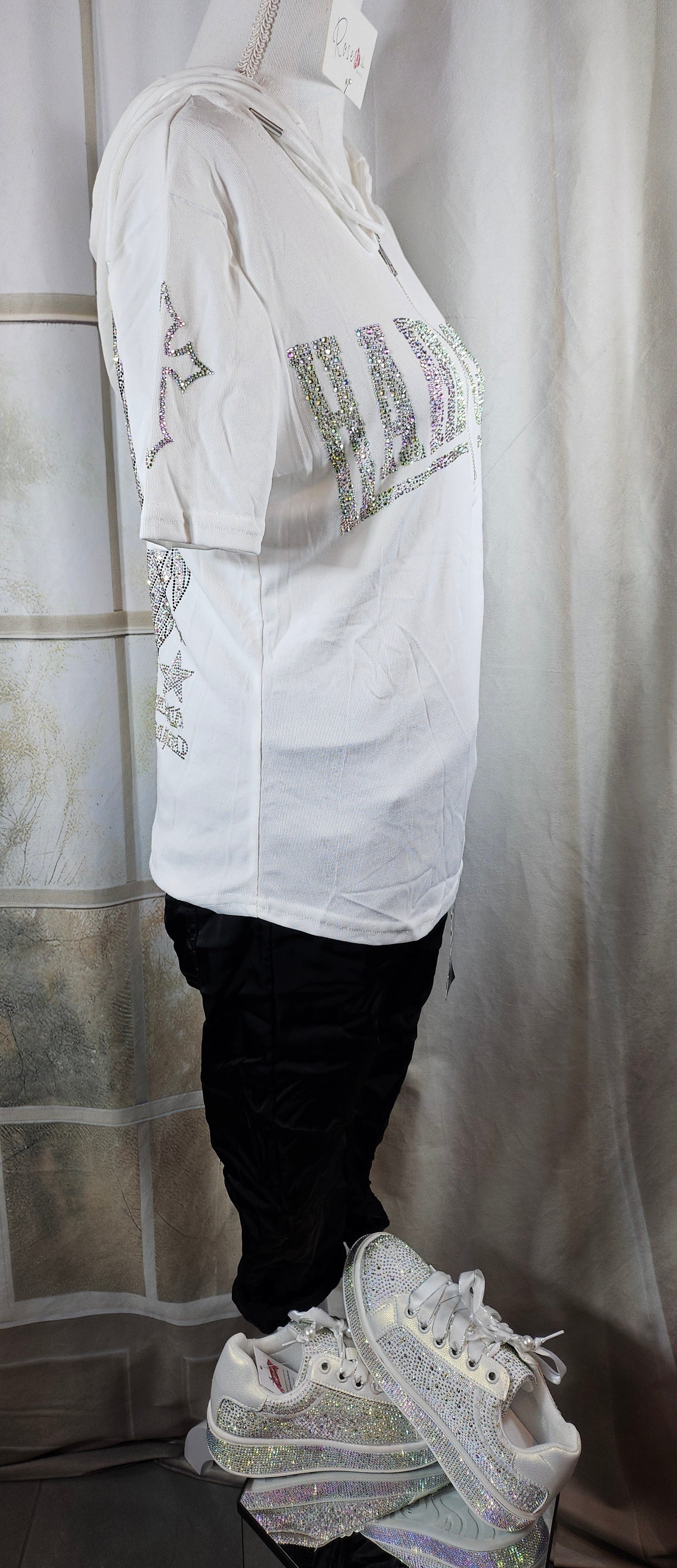 Kapuzenshirt weiss "Hardcore", Gr. onesize bis 42 von ROSE