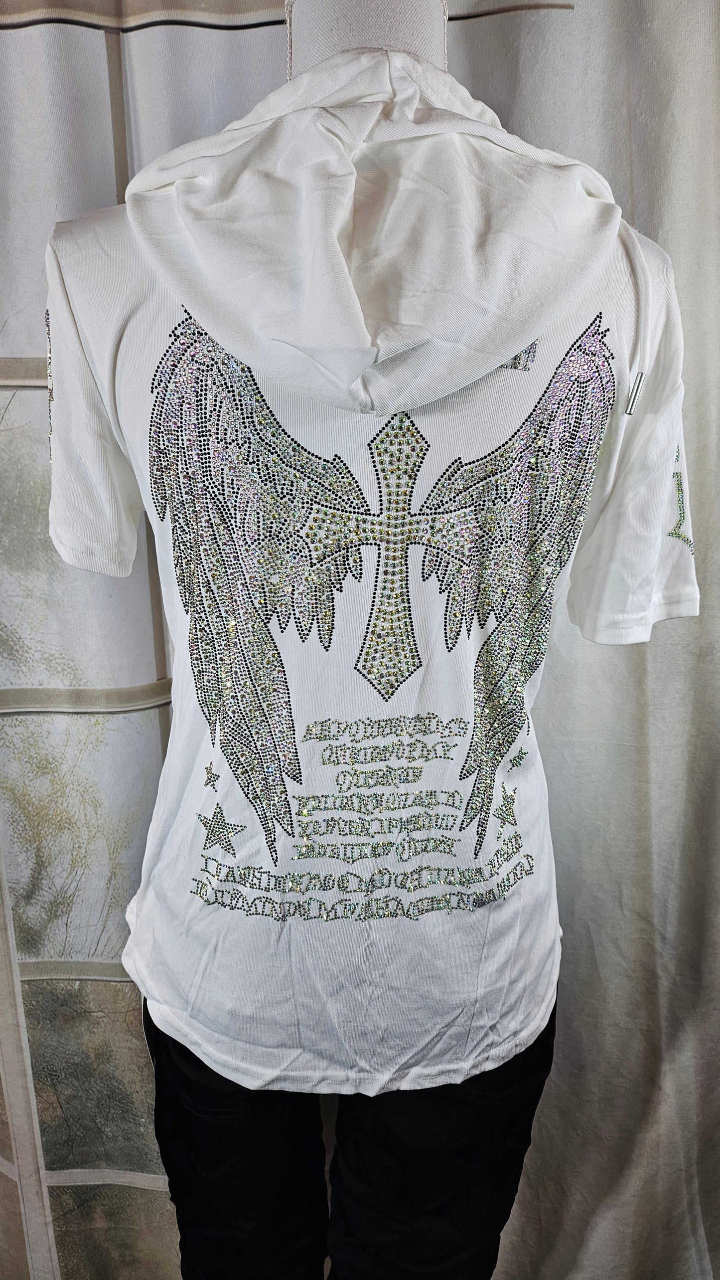 Kapuzenshirt weiss "Hardcore", Gr. onesize bis 42 von ROSE