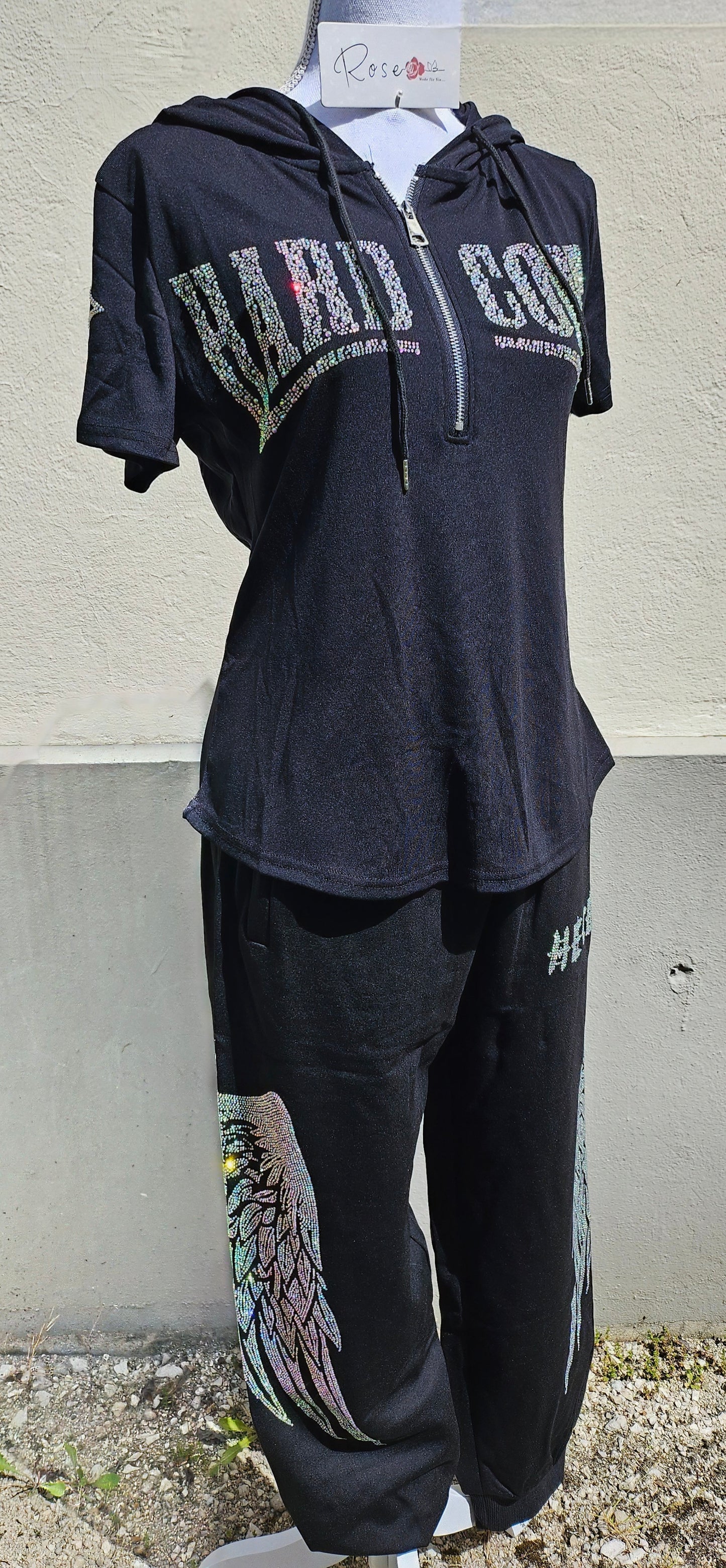 Kapuzenshirt schwarz "Hardcore", Gr. onesize bis 42 von ROSE