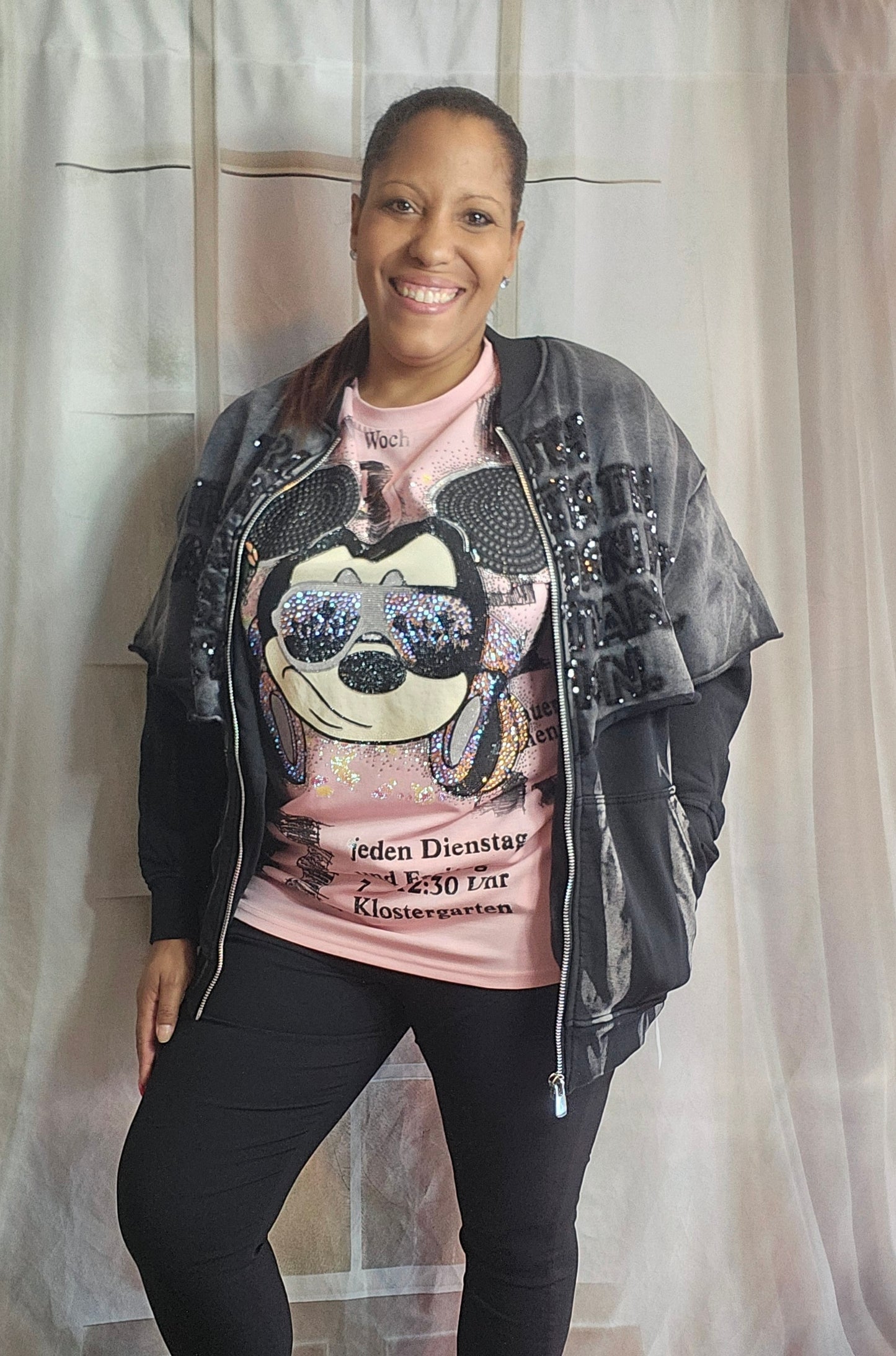 Sweatjacke schwarz/grau "Mickey", Gr. 38 - 42/44 von ROSE