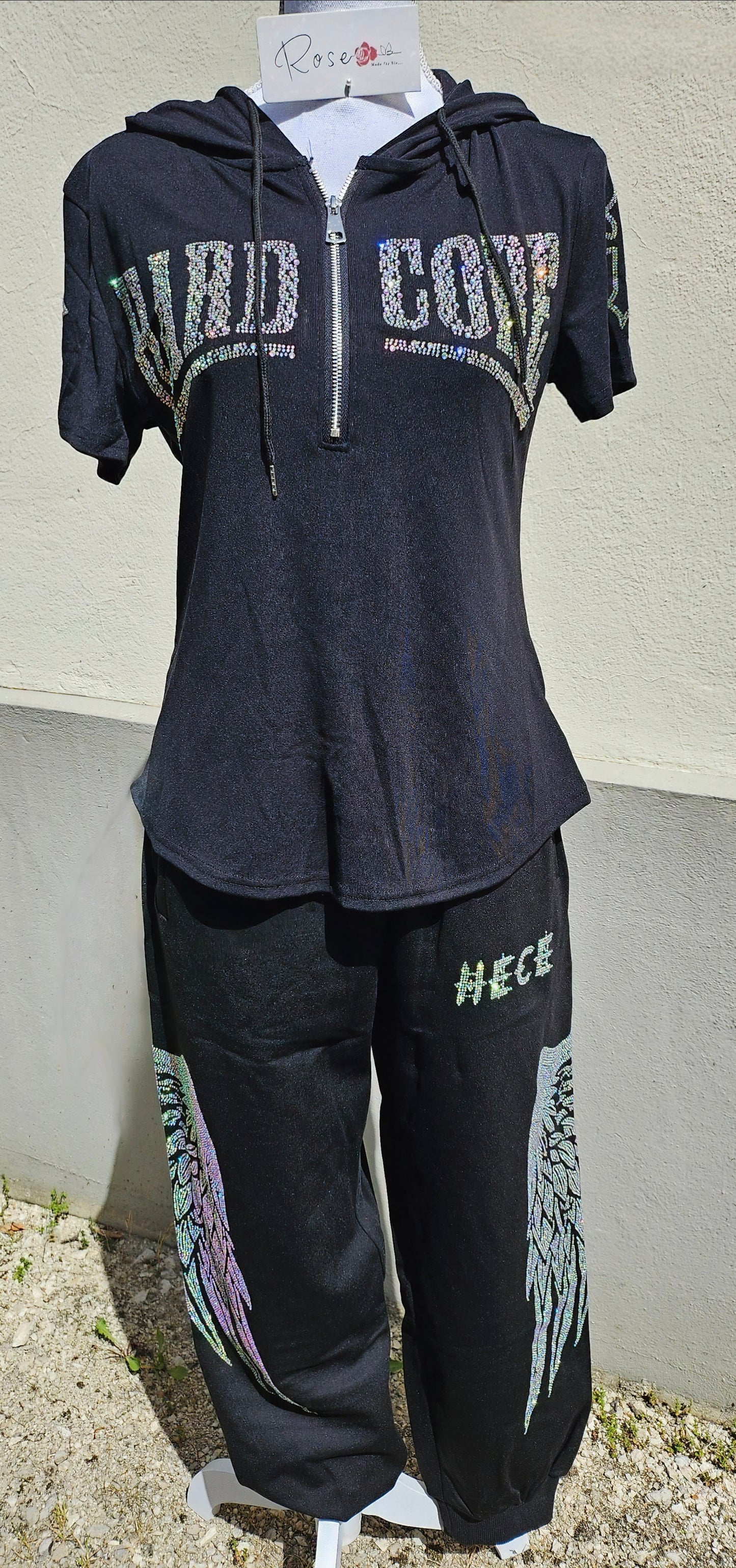 Kapuzenshirt schwarz "Hardcore", Gr. onesize bis 42 von ROSE