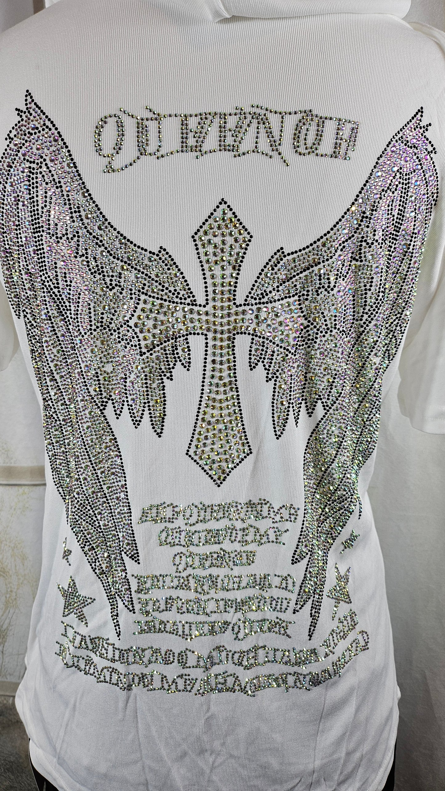 Kapuzenshirt weiss "Hardcore", Gr. onesize bis 42 von ROSE