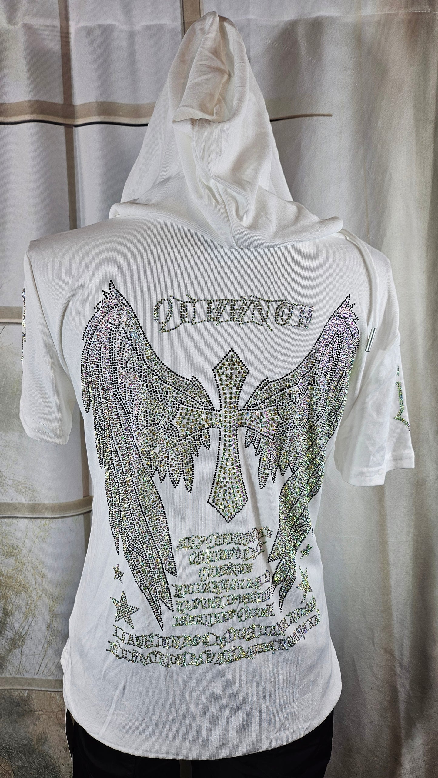Kapuzenshirt weiss "Hardcore", Gr. onesize bis 42 von ROSE