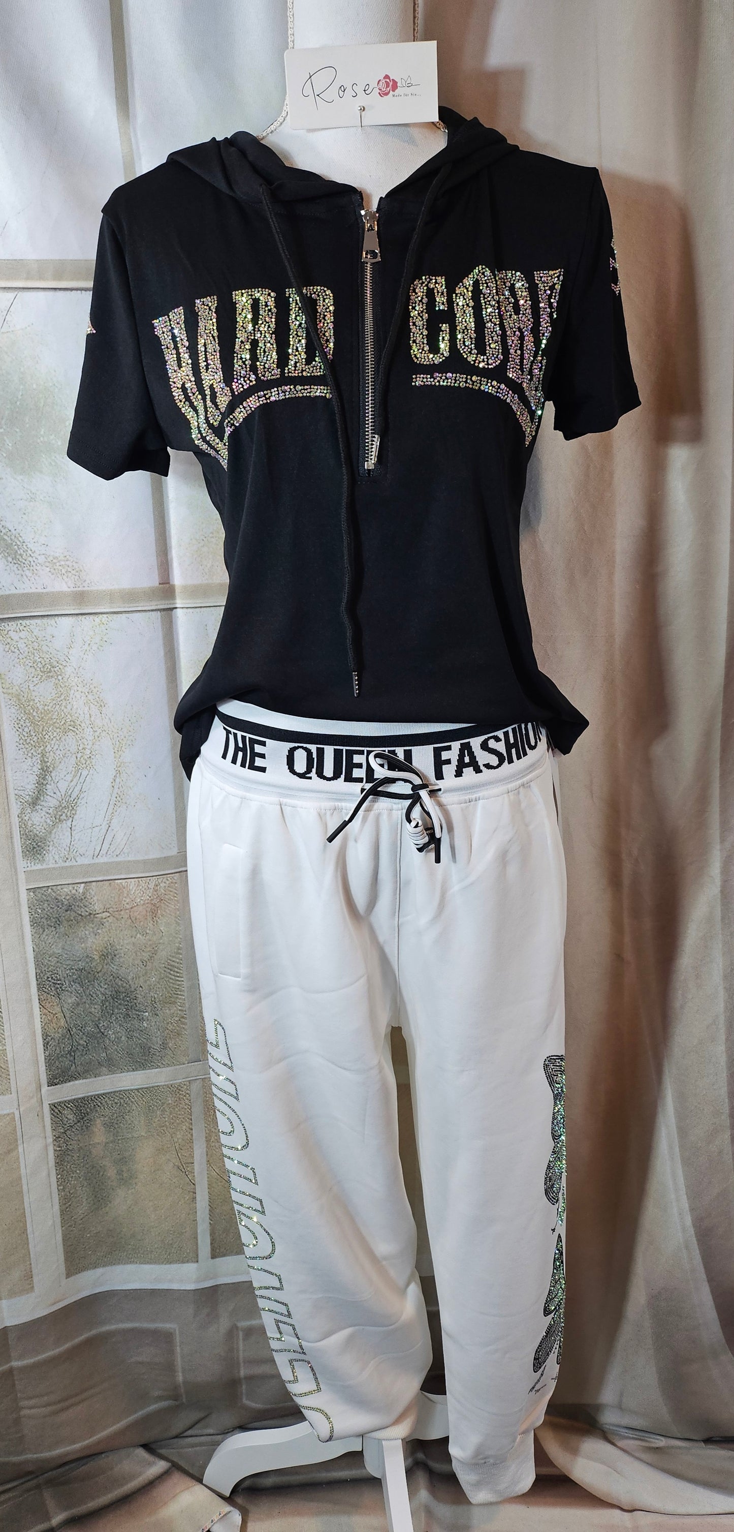 Kapuzenshirt schwarz "Hardcore", Gr. onesize bis 42 von ROSE