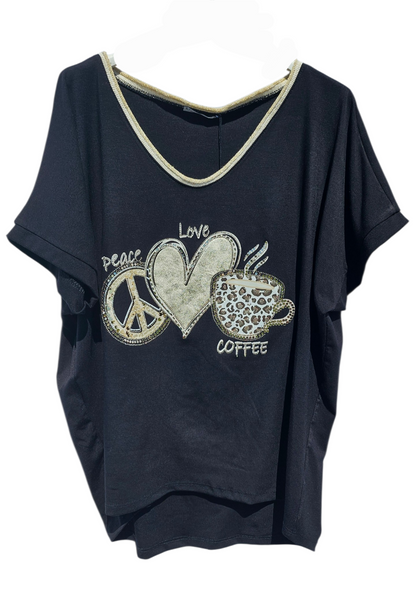 Tshirt "Coffee", Gr. onesize 38 bis 42 (knapp 44) von ISSIMA