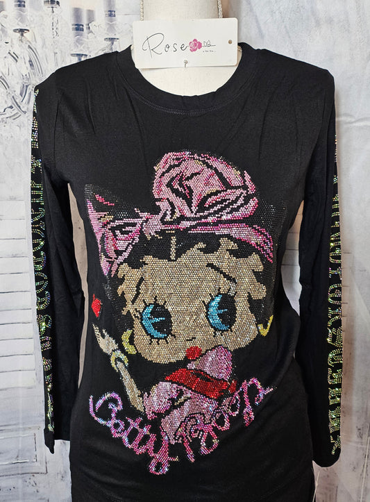 Stretch-Sweatshirt "Betty Boop", onesize bis 42 (Knappes 44)