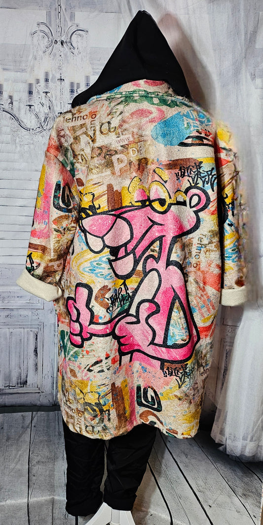 Kapuzenjacke mit Pink Panther, Grösse onesize bis 44