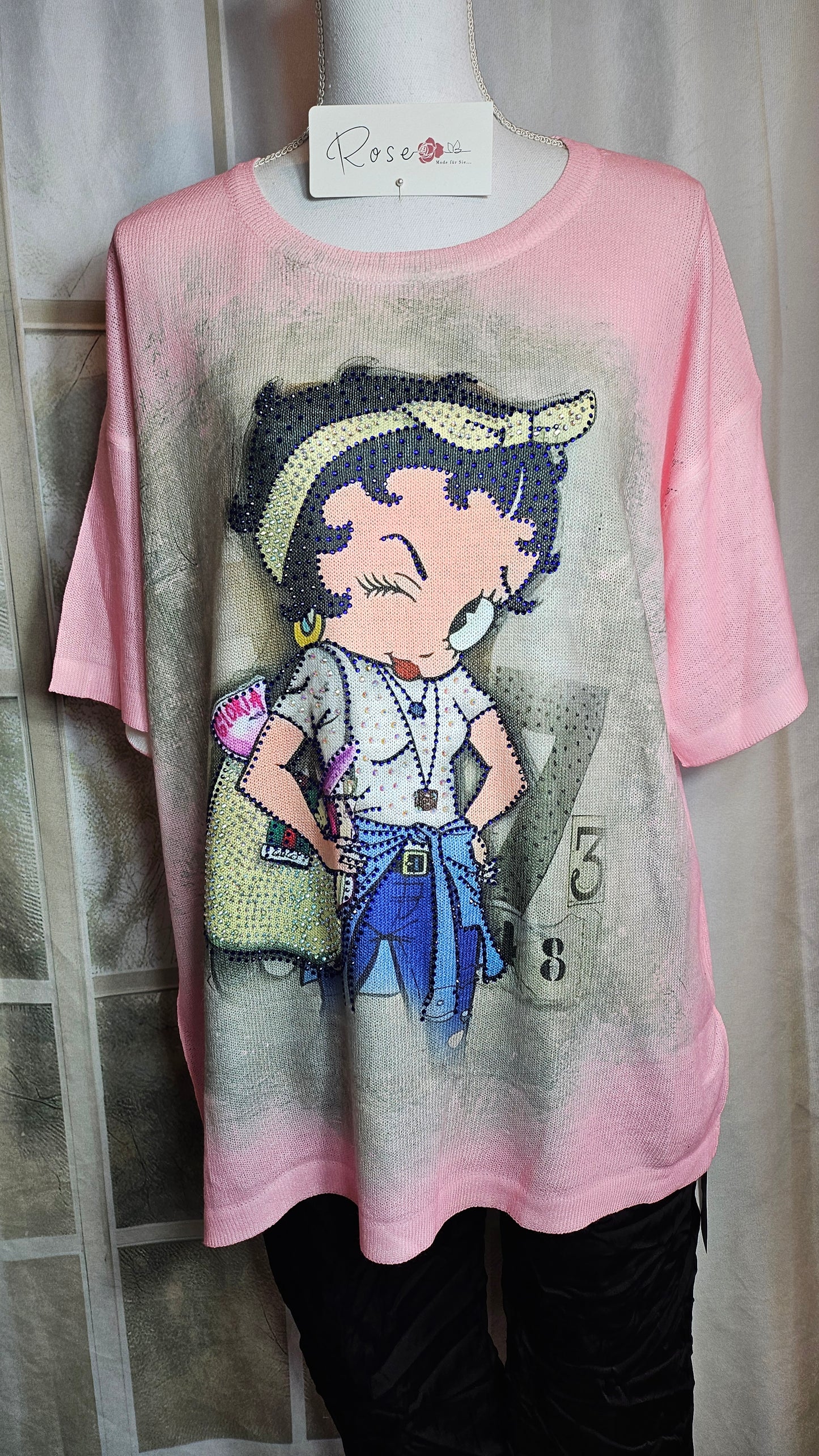 Feinstrick Tshirt rosa "Betty", Gr. onesize 38 bis 44 von ROSE