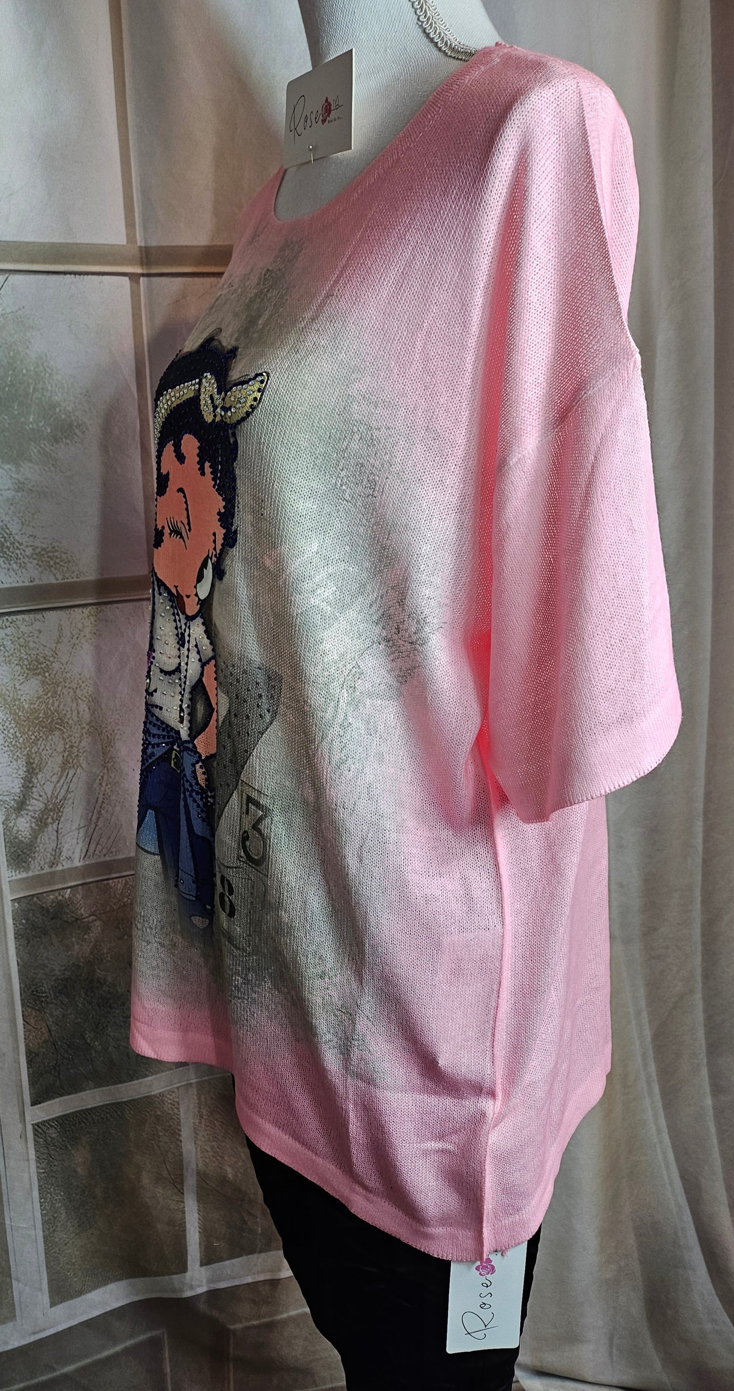 Feinstrick Tshirt rosa "Betty", Gr. onesize 38 bis 44 von ROSE