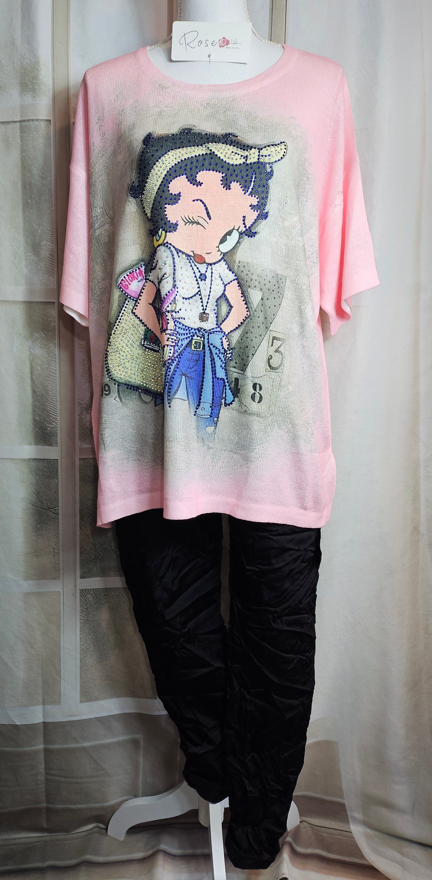 Feinstrick Tshirt rosa "Betty", Gr. onesize 38 bis 44 von ROSE