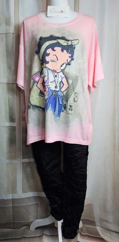 Feinstrick Tshirt rosa "Betty", Gr. onesize 38 bis 44 von ROSE
