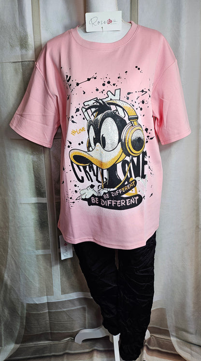 Tshirt rosa "Daffy D.", Gr. onesize bis 44 von ROSE