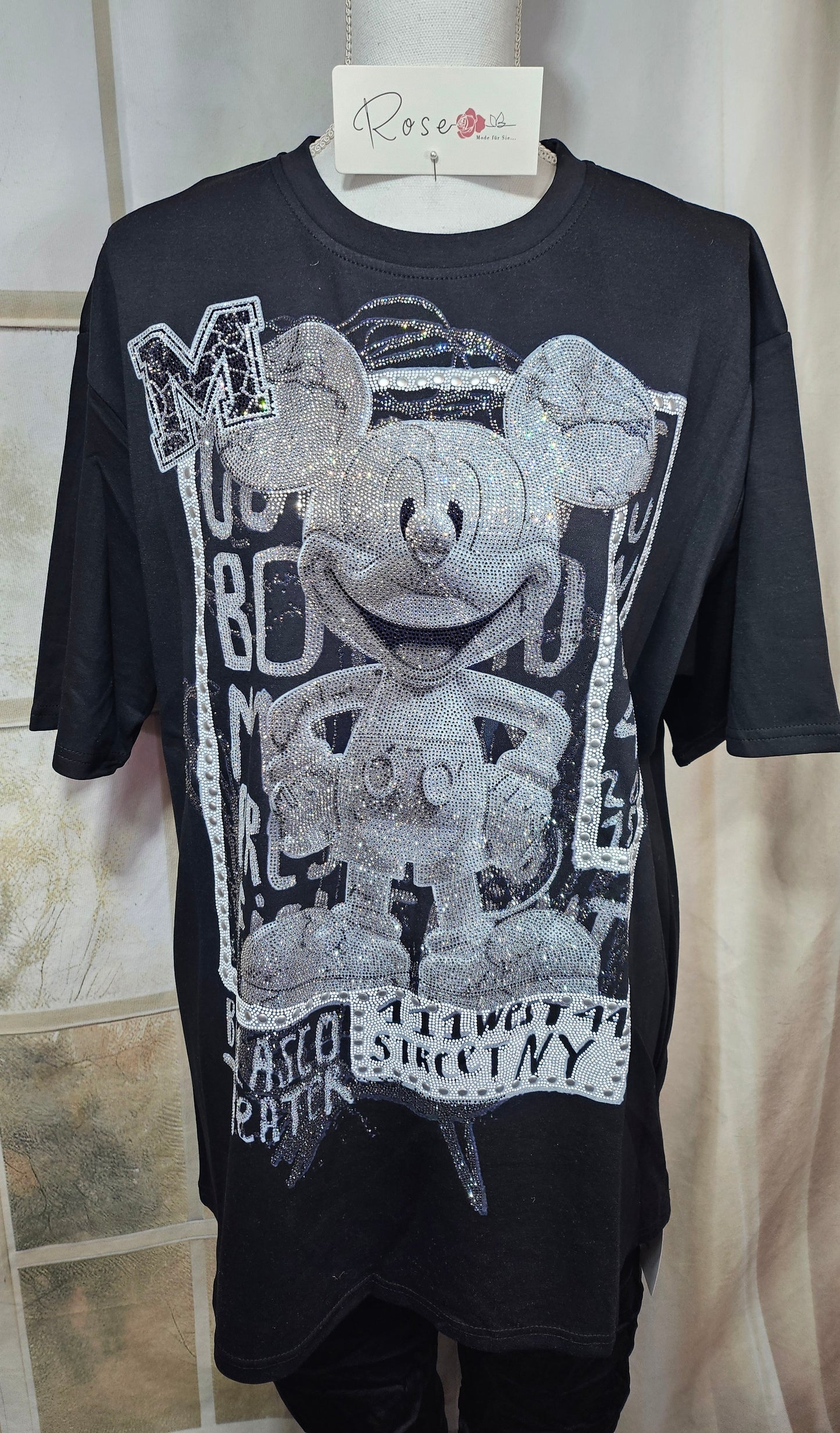 Tshirt schwarz "Mickey bling bling", Gr. 38 bis 44 von ROSE