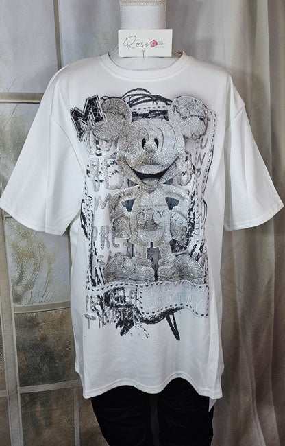 Tshirt weiss "Mickey bling bling", Gr. 38 bis 44 von ROSE