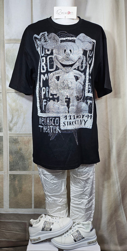 Tshirt schwarz "Mickey bling bling", Gr. 38 bis 44 von ROSE