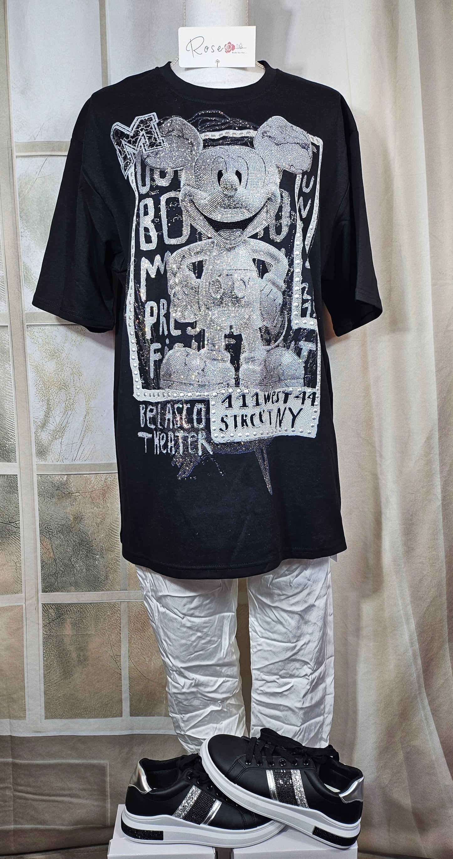 Tshirt schwarz "Mickey bling bling", Gr. 38 bis 44 von ROSE