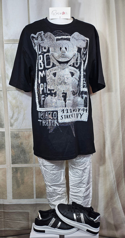 Tshirt schwarz "Mickey bling bling", Gr. 38 bis 44 von ROSE