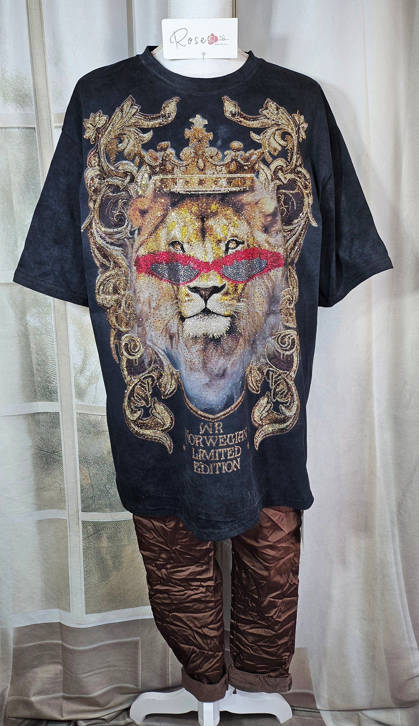 Tshirt schwarz "Lion", Gr. 38 bis 44 von ROSE