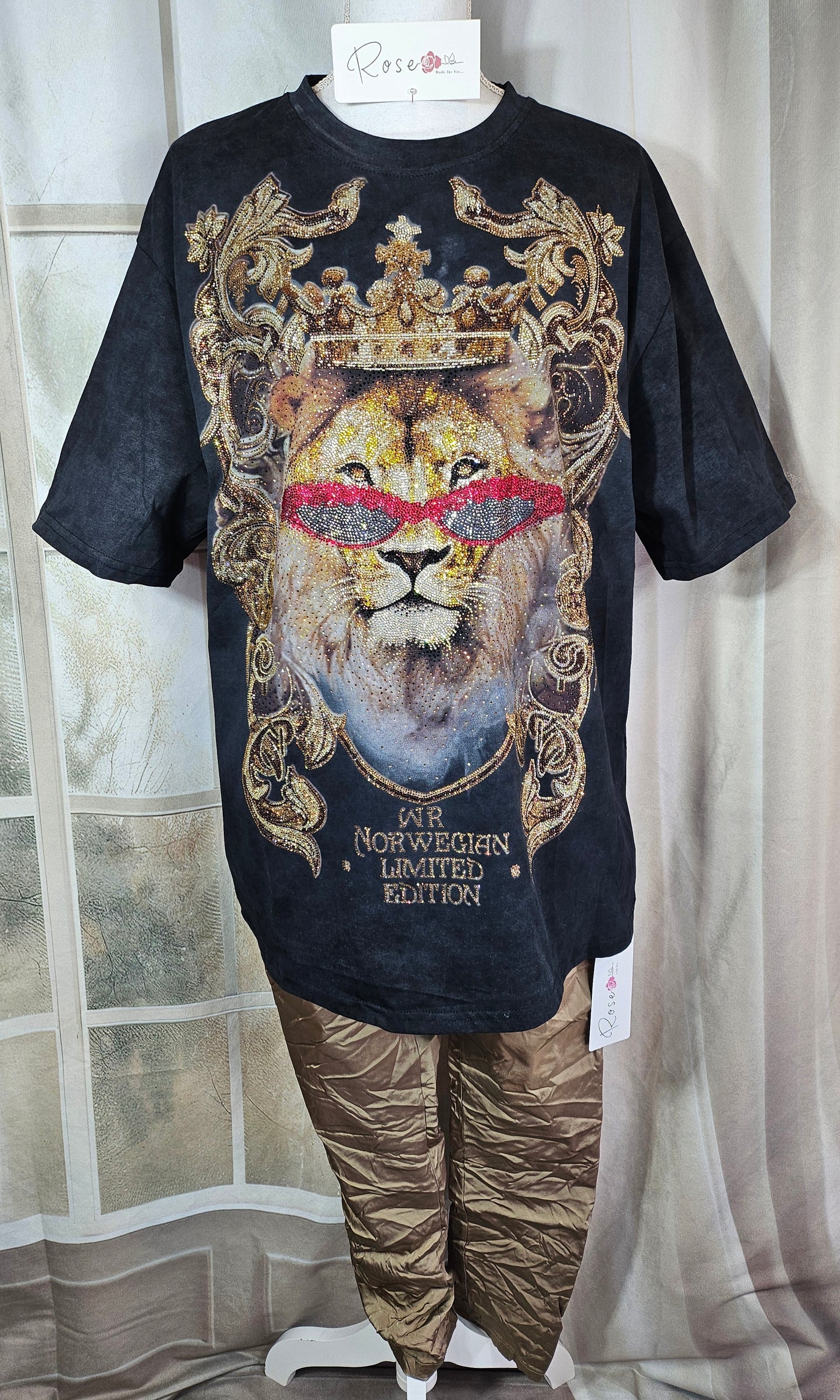 Tshirt schwarz "Lion", Gr. 38 bis 44 von ROSE
