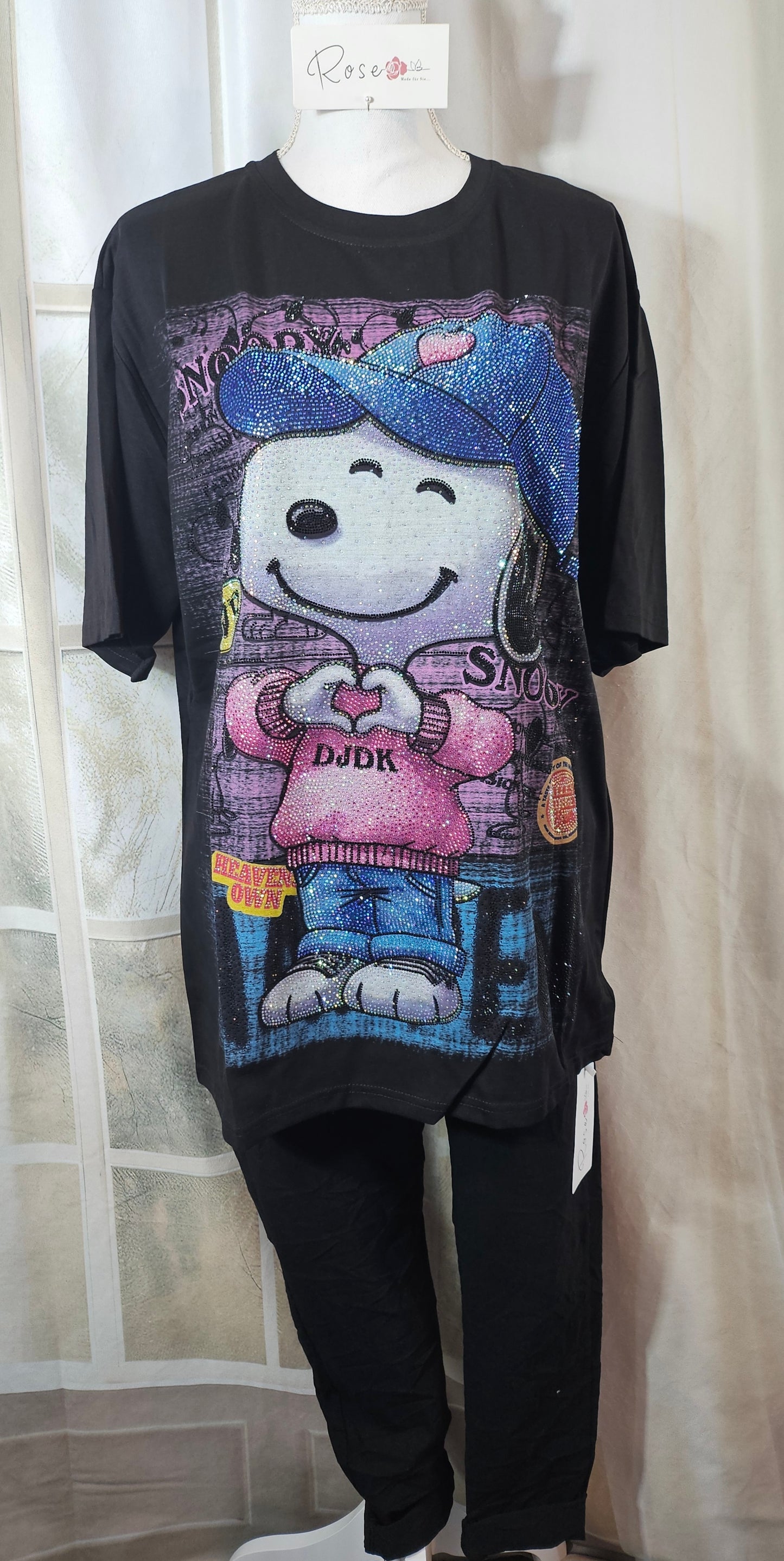 Tshirt schwarz "Snoopy", Gr. onesize 38 bis 42/44 von ROSE