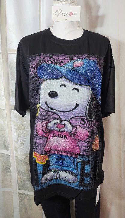 Tshirt schwarz "Snoopy", Gr. onesize 38 bis 42/44 von ROSE