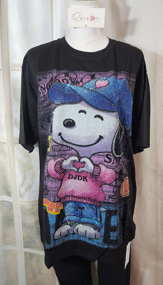 Tshirt schwarz "Snoopy", Gr. onesize 38 bis 42/44 von ROSE