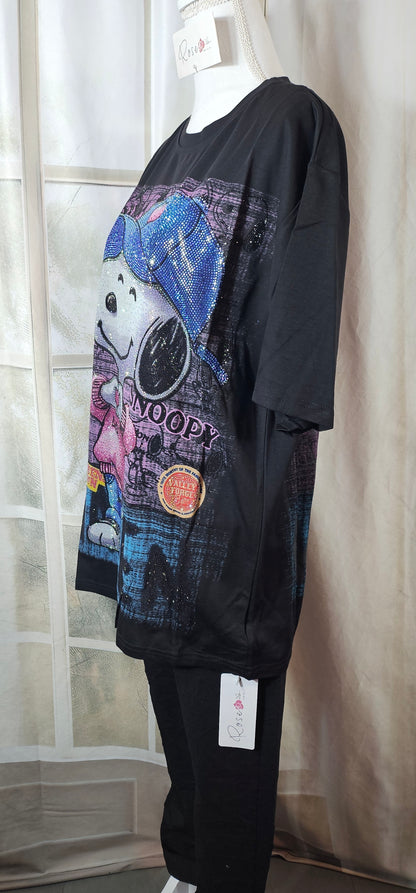 Tshirt schwarz "Snoopy", Gr. onesize 38 bis 42/44 von ROSE