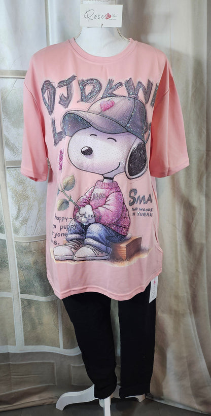 Tshirt rosa "Snoopy", Gr. onesize 38 bis 42/44 von ROSE