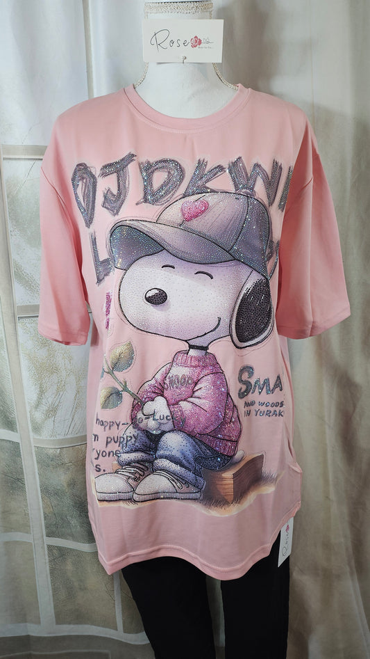 Tshirt rosa "Snoopy", Gr. onesize 38 bis 42/44 von ROSE