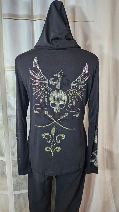 Kapuzensweatshirt "Skull mit Wings", onesize bis 42 von ROSE