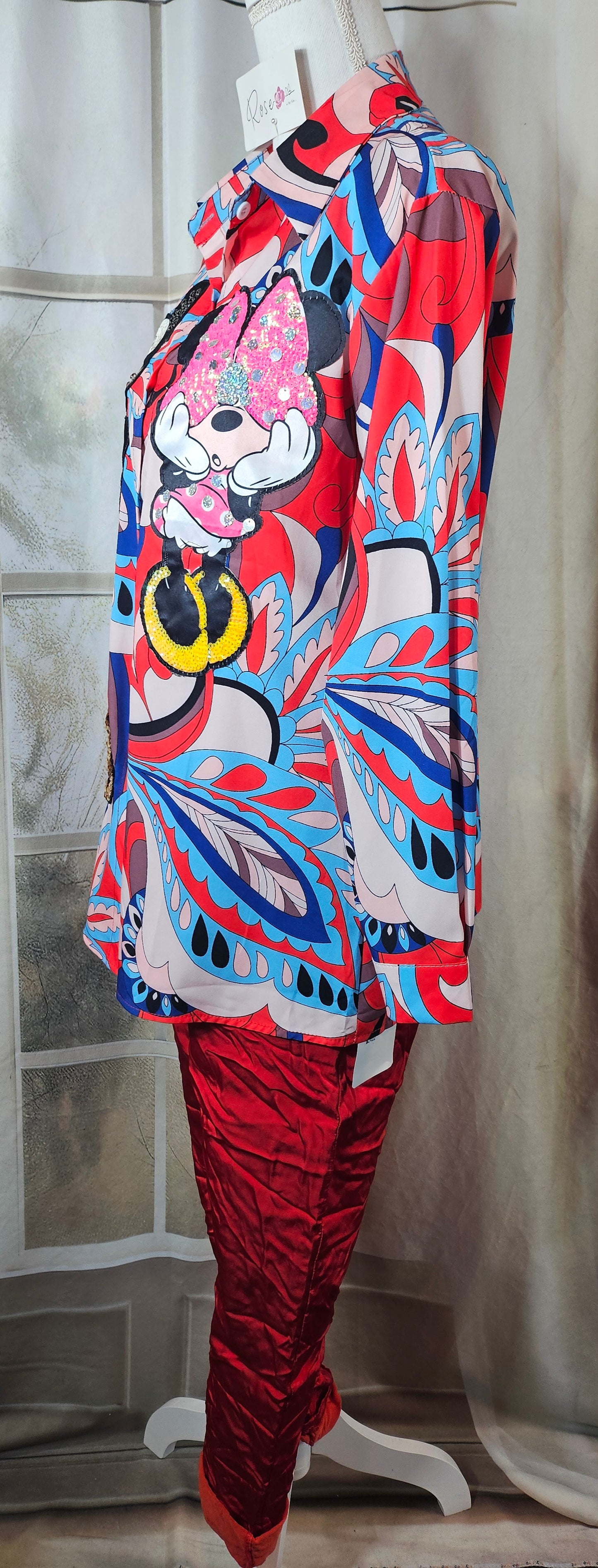 Bluse "Mickey und Minnie" Onesize bis 44
