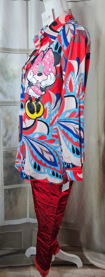 Bluse "Mickey und Minnie" Onesize bis 44
