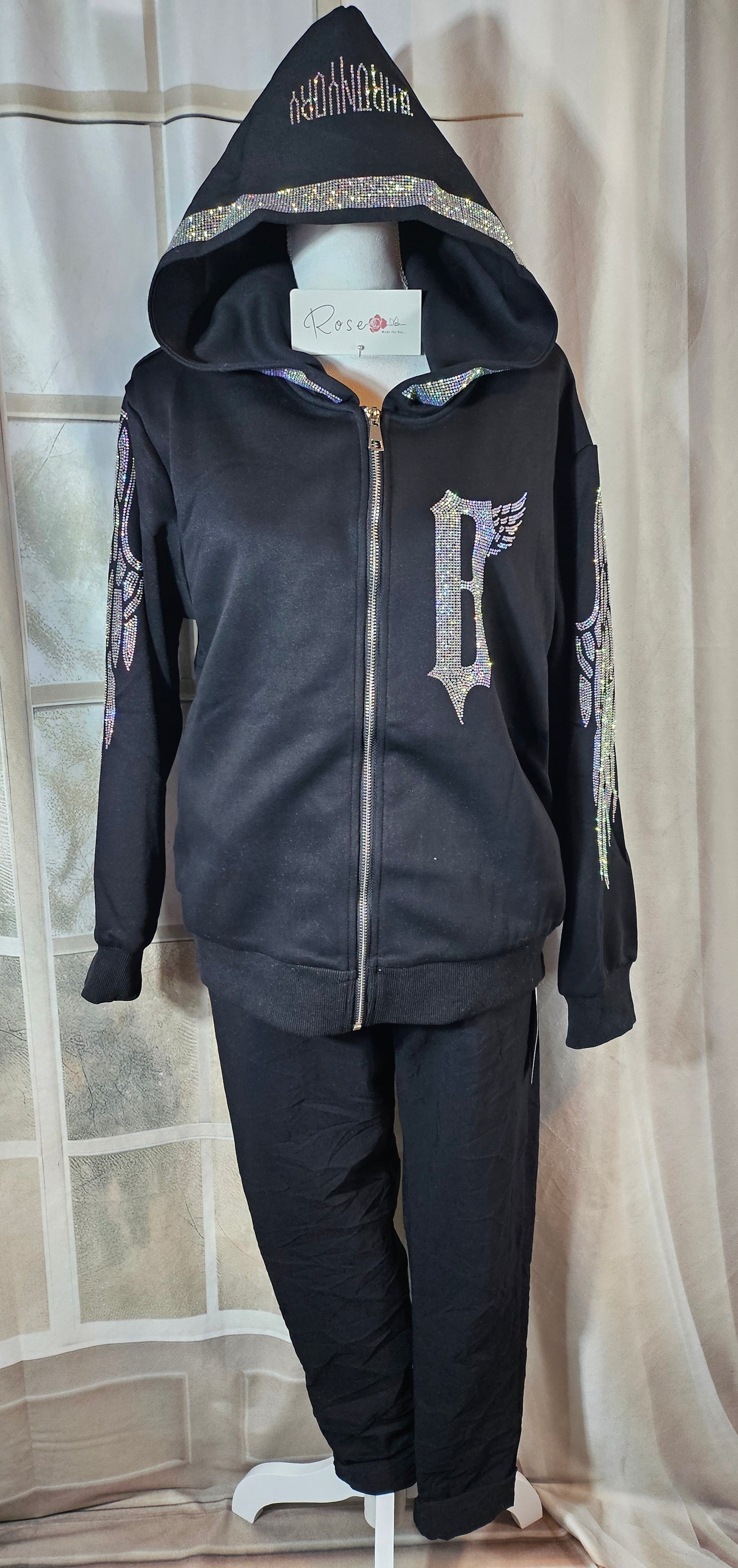 Sweatjacke "Wings", schwarz, Grösse XL bis 42/44 von ROSE