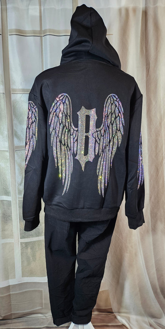 Sweatjacke "Wings", schwarz, Grösse XL bis 42/44 von ROSE