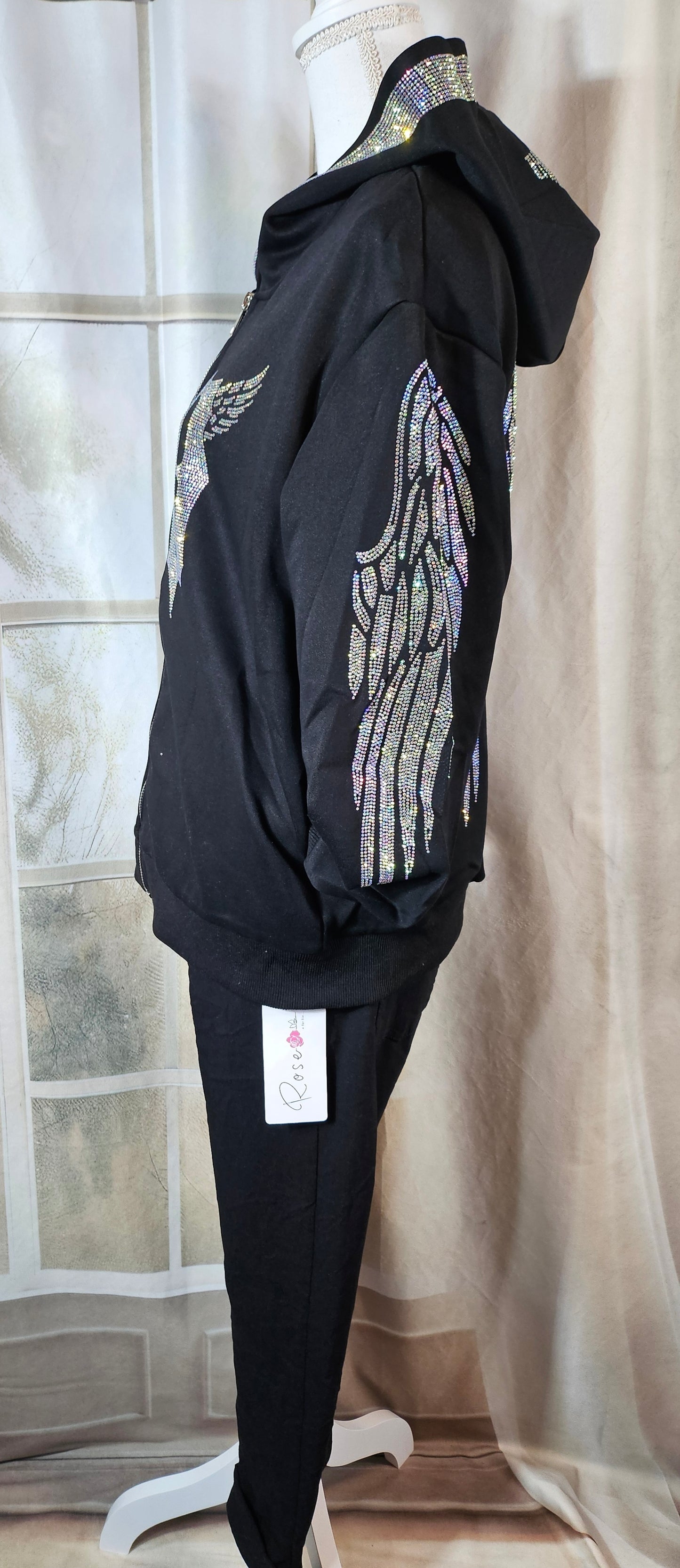Sweatjacke "Wings", schwarz, Grösse XL bis 42/44 von ROSE