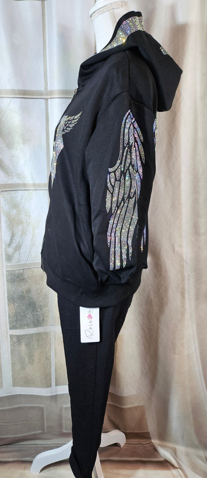 Sweatjacke "Wings", schwarz, Grösse XL bis 42/44 von ROSE