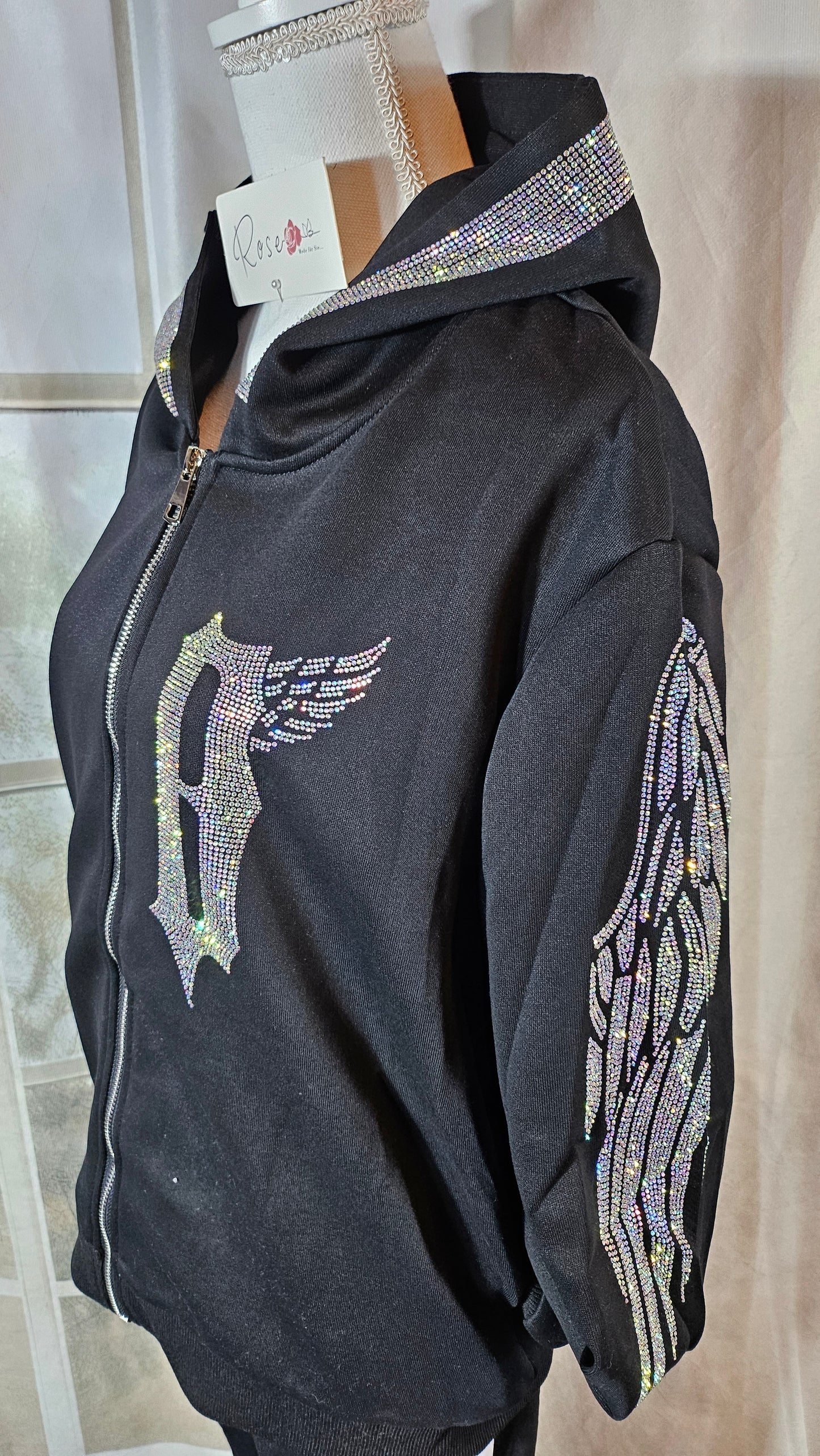 Sweatjacke "Wings", schwarz, Grösse XL bis 42/44 von ROSE