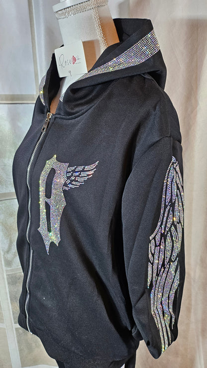 Sweatjacke "Wings", schwarz, Grösse XL bis 42/44 von ROSE