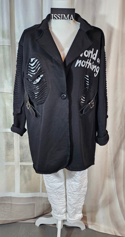 Übergangsjacke in schwarz & weiss "Skull", Grösse 40-44