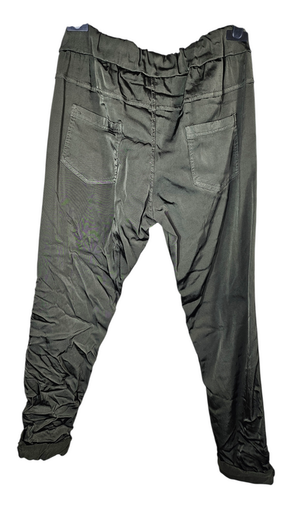 Shiny-Stretchhose, olivgrün/khaki,  Onesize bis 42/44